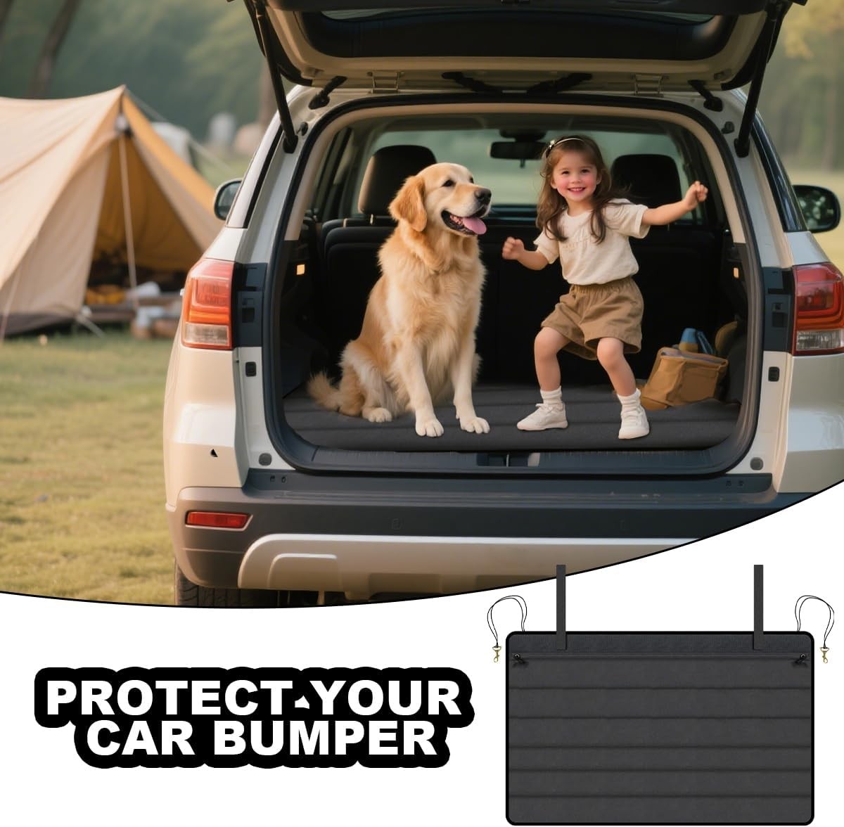 Large Bumper Guard for Cars, 38 x 25 Inch Foldable Vehicle Rear Bumper Cargo Pro