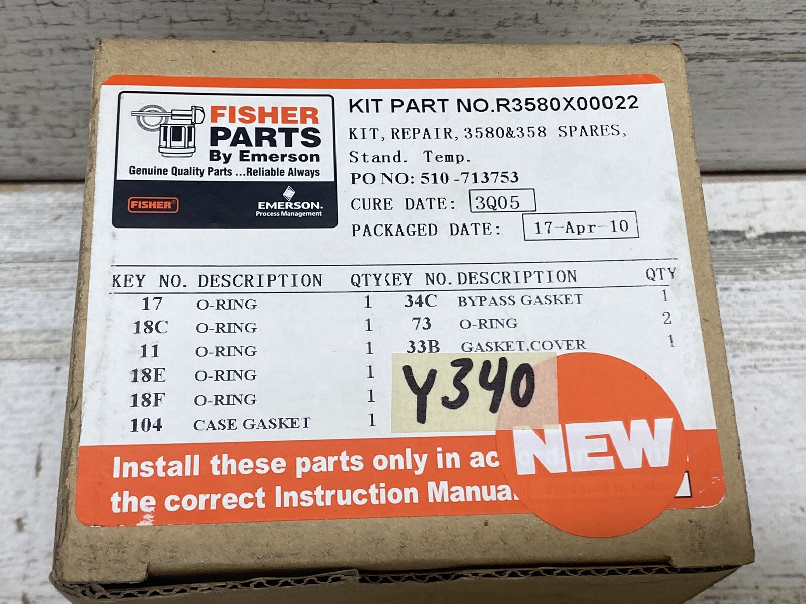Fisher R3580X00022 Emerson Repair Kit New