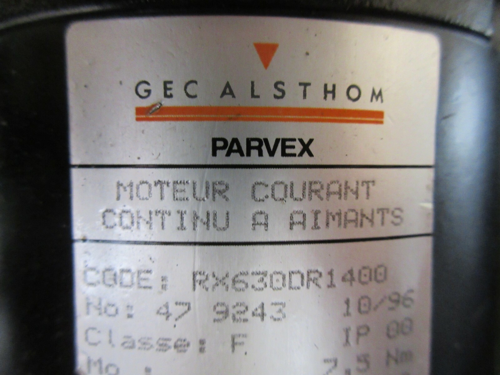 GEC ALSTHOM PARVEX MOTOR RX630DR1400 47 9243 845M-5S65LD3000R BRIDGEPORT EACH 1