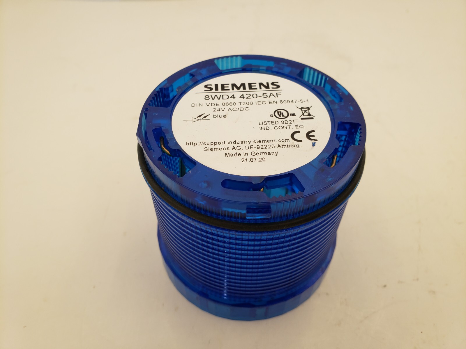 SIEMENS 8WD4 420-5AF STACK LIGHT BLUE LED 24VAC/DC