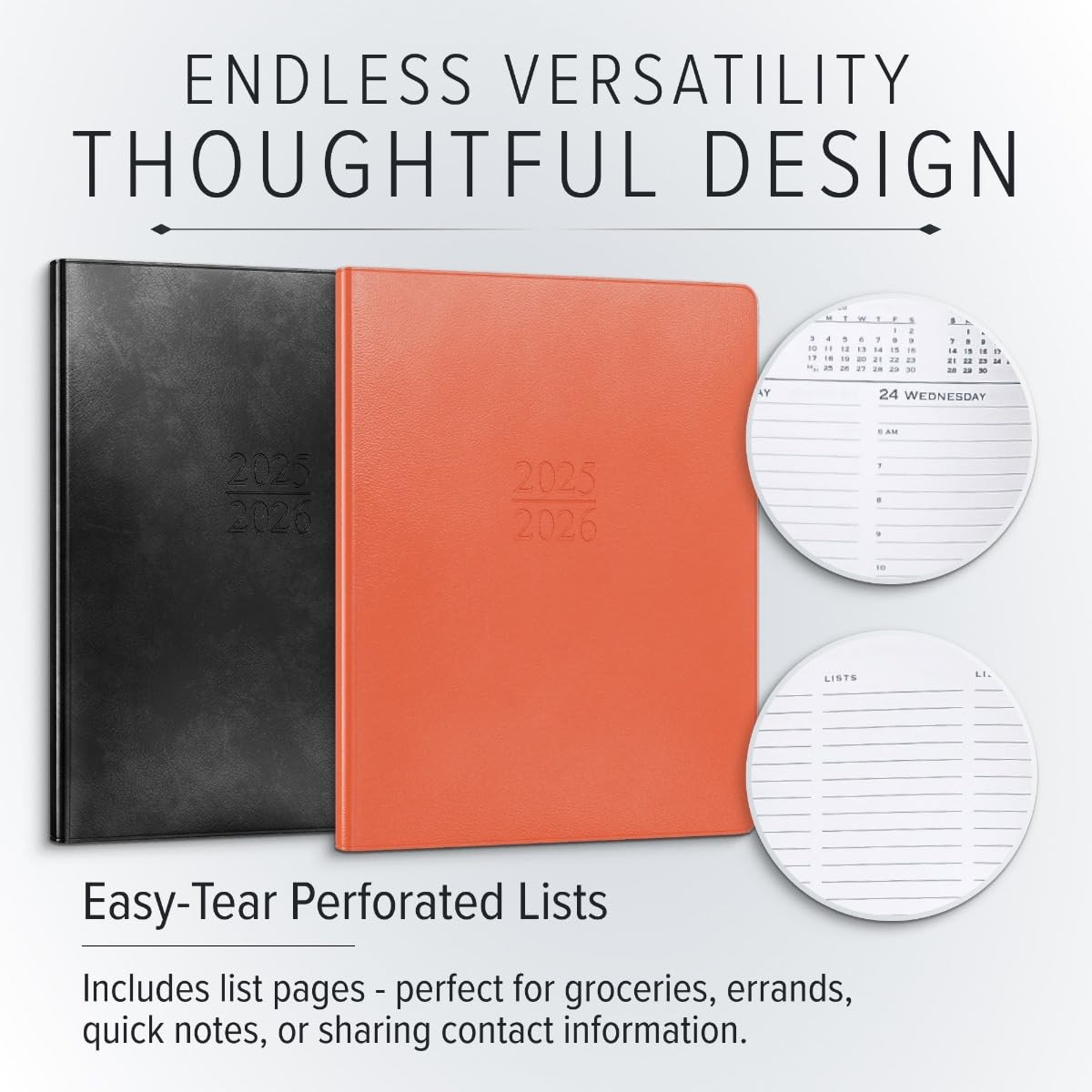 Gallery Leather Family Planner 2025-2026, for moms, Elegantly Bound Calendar Pla