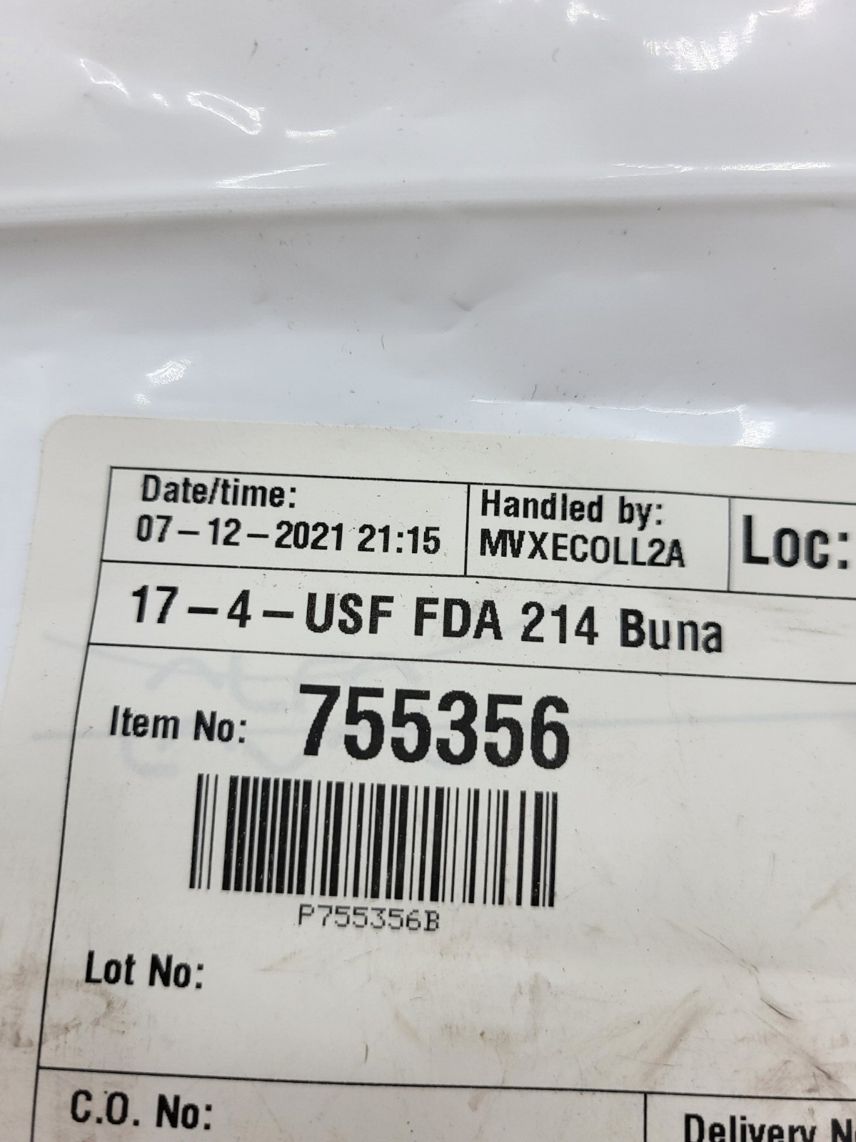 Alfa Laval 17-4-USF FDA 214 Buna O-Ring 755356, 0415G