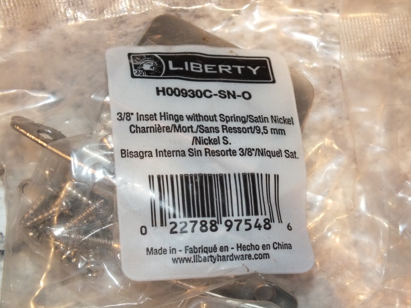 8 Qty – 4 2 Packs – Liberty 3/8 in. Satin Nickel Inset Hinge H00930C-SN-O