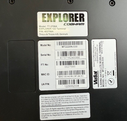Cobham EXPLORER 122 Mobile Satellite Terminal for Ligado & Viasat Skyterra 1 Sat