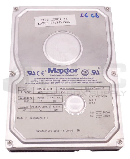 MAXTOR 71687AP HARD DRIVE HDD, 1.6GB