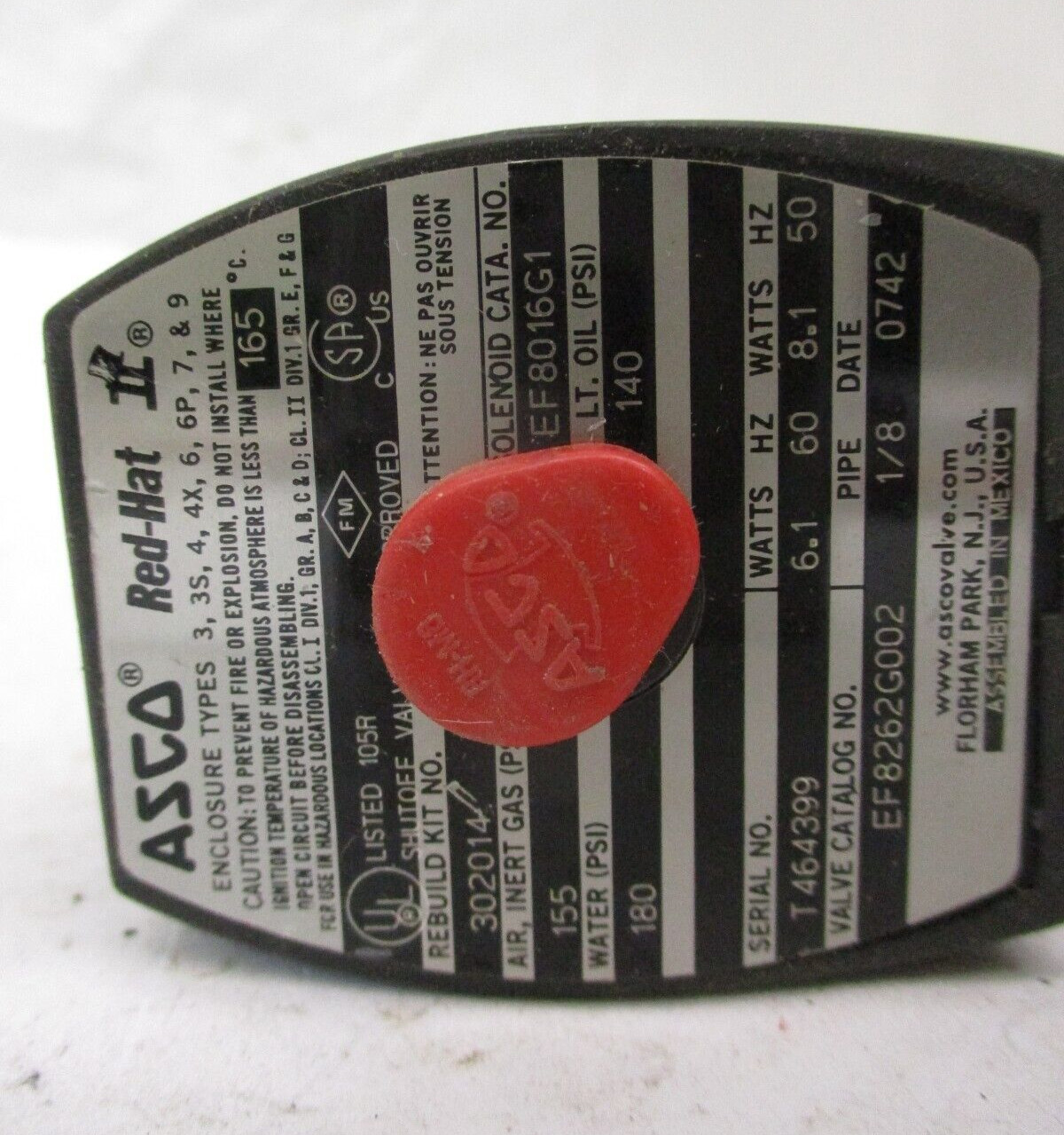 ASCO Red-Hat EF8016G1 EF8262G002 1/8 Pipe A7103WVS