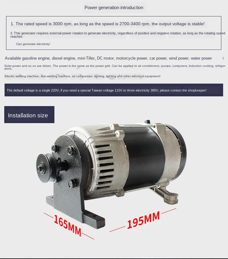 Diesel Gasoline All Copper Pulley Generator 3.0kw Single-item 220V Household NEW