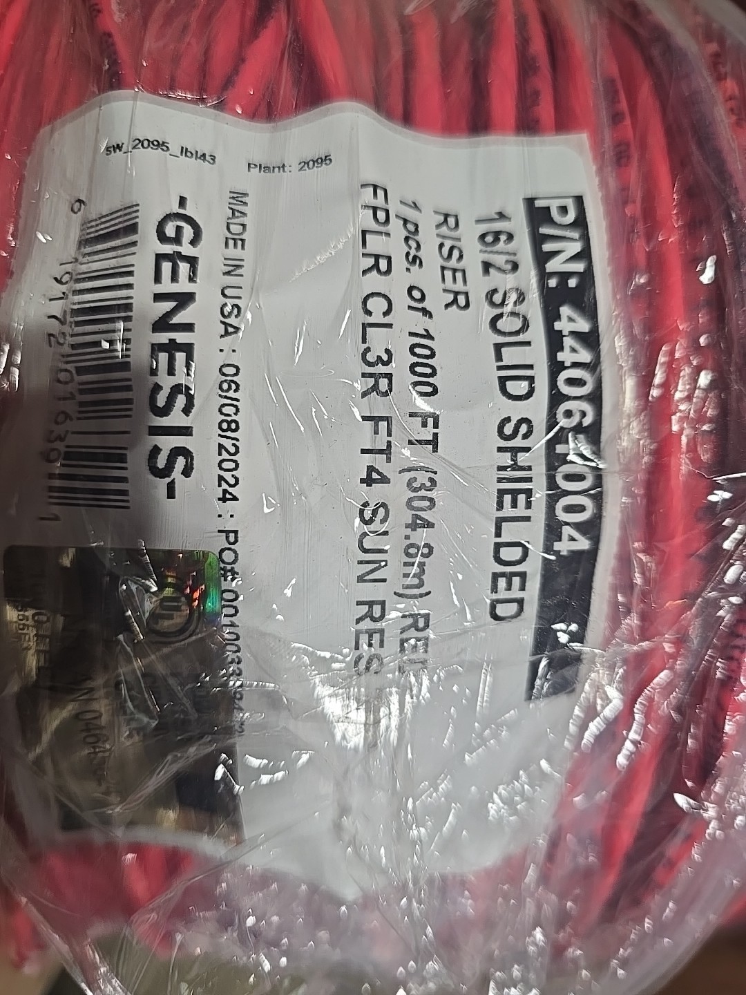 50ft 16/2 Solid Shielded Honeywell Genesis Cable Riser CL3R FPLR FT4 Sun Res 75C