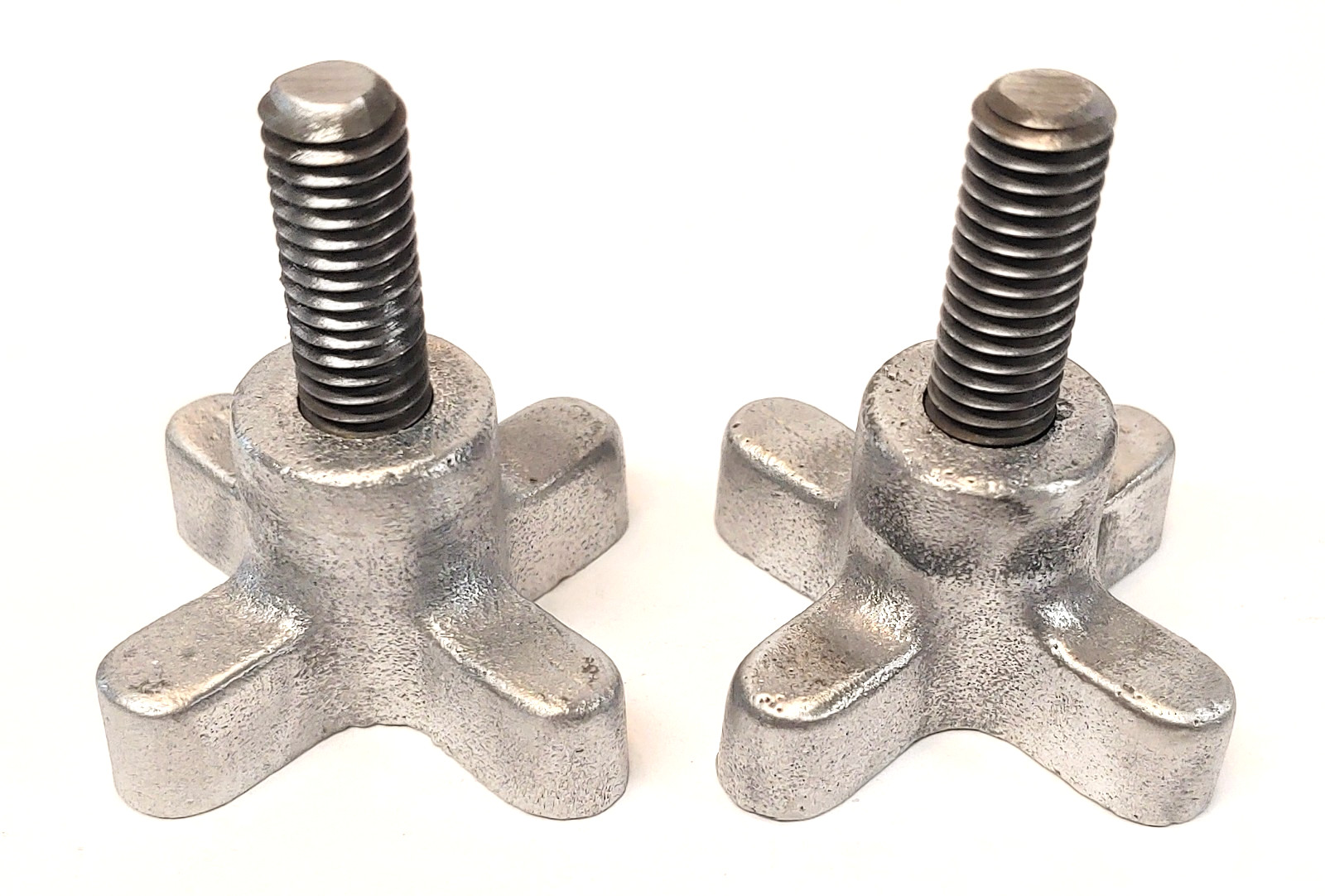 Lot of (2) Four-Arm Aluminum 2″ Star Hand Knobs 3/8-16 x 1″ Threaded Shank USA
