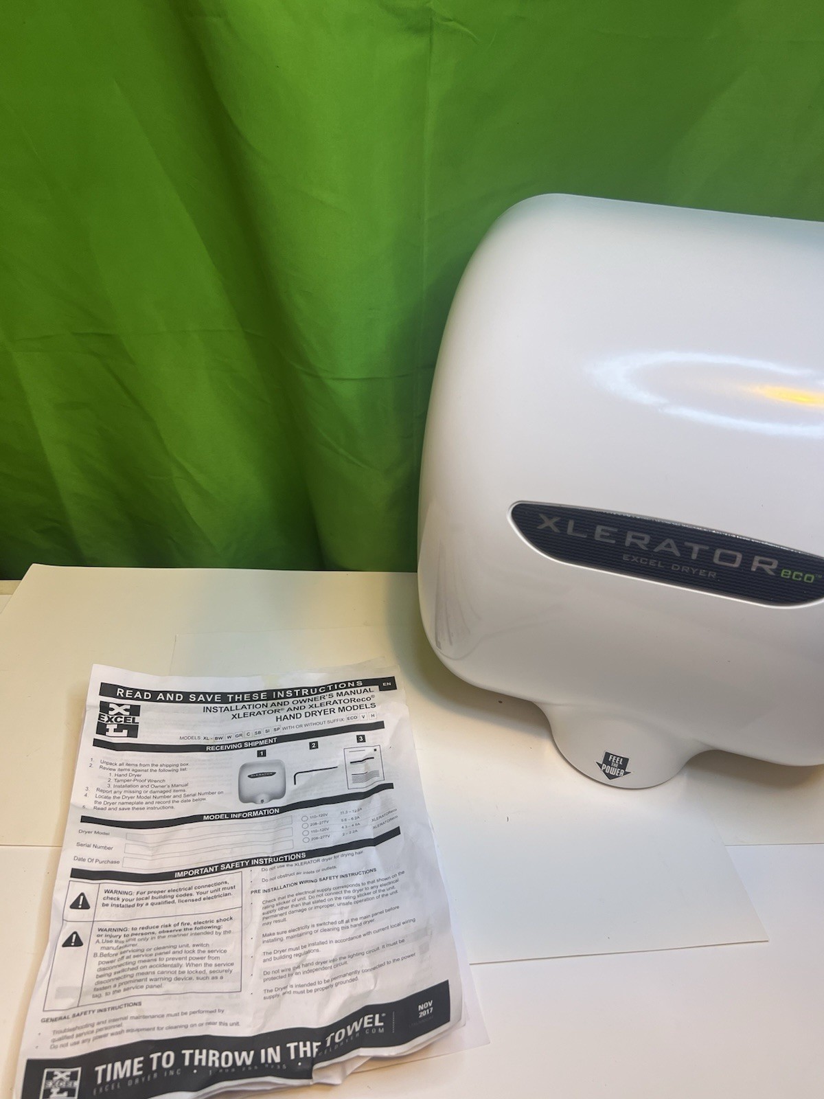 Excel Dryer Xl-Bw-Eco-110-120V Xlerator Eco Automatic Hand Dryer, New Open Box