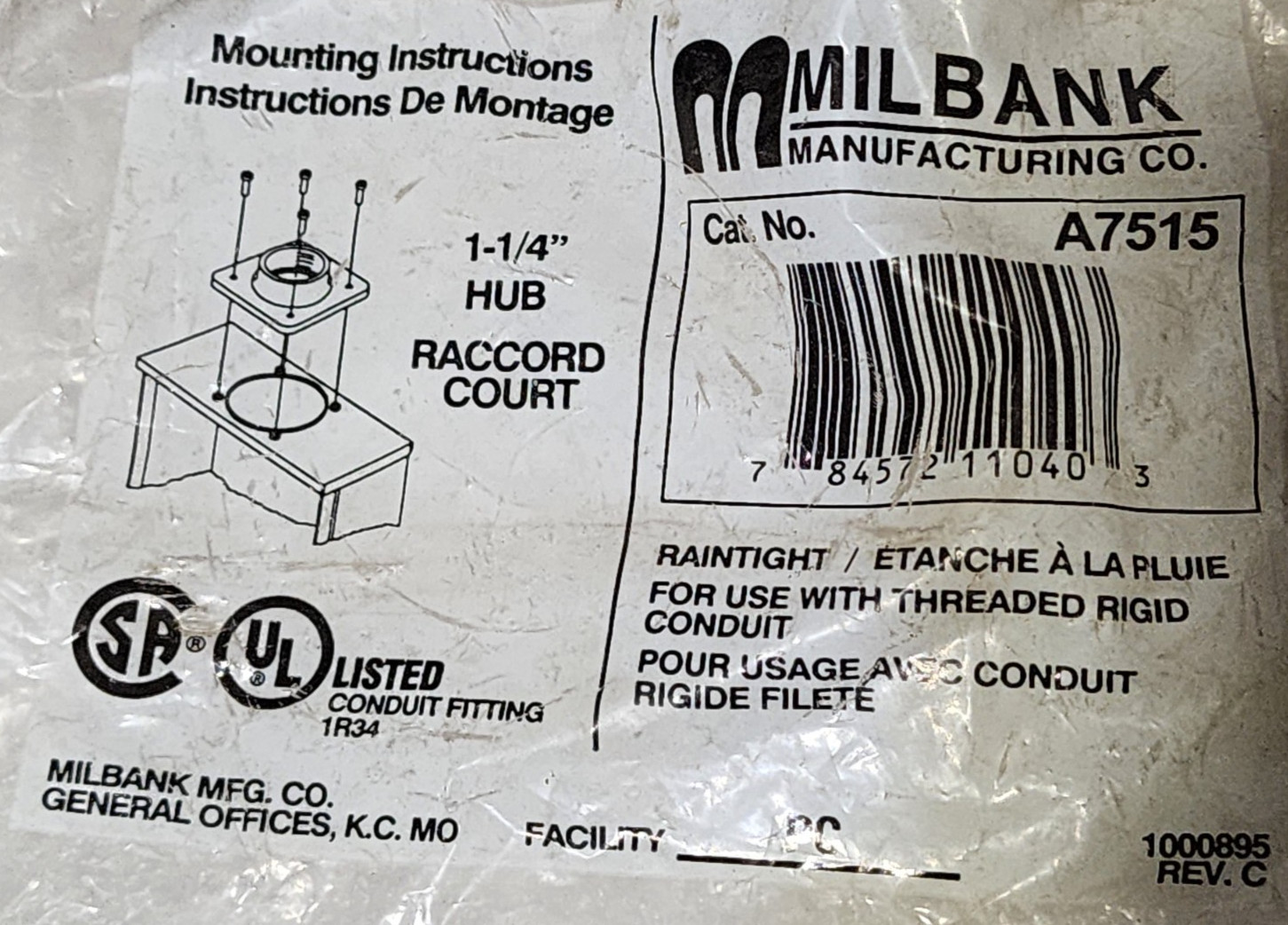 OEM Milbank A7515, 7515 Raintight Hub 1-1/4″