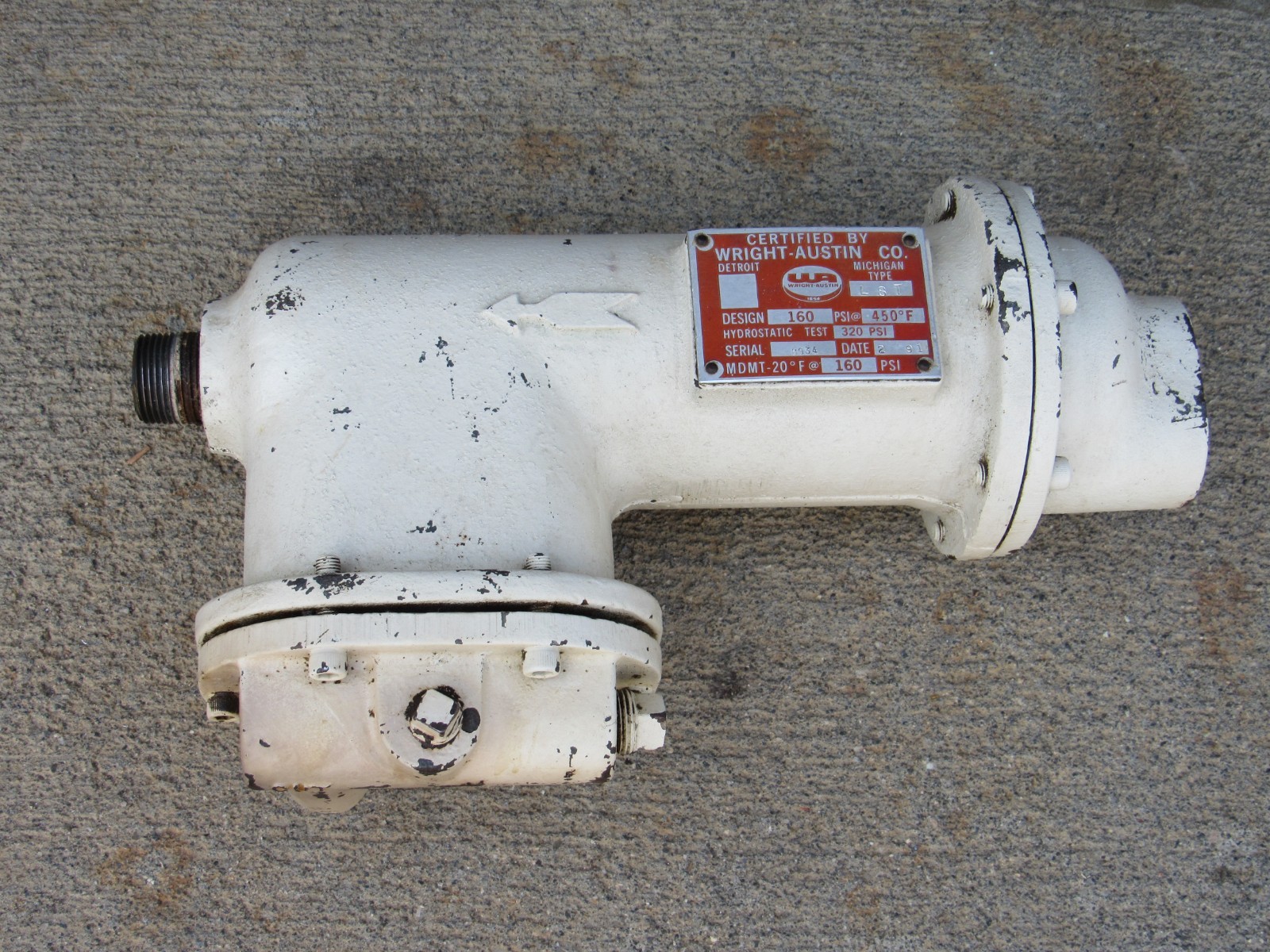 Wright Austin LST separator water oil steam compressed air lines 160 PSI 450 F