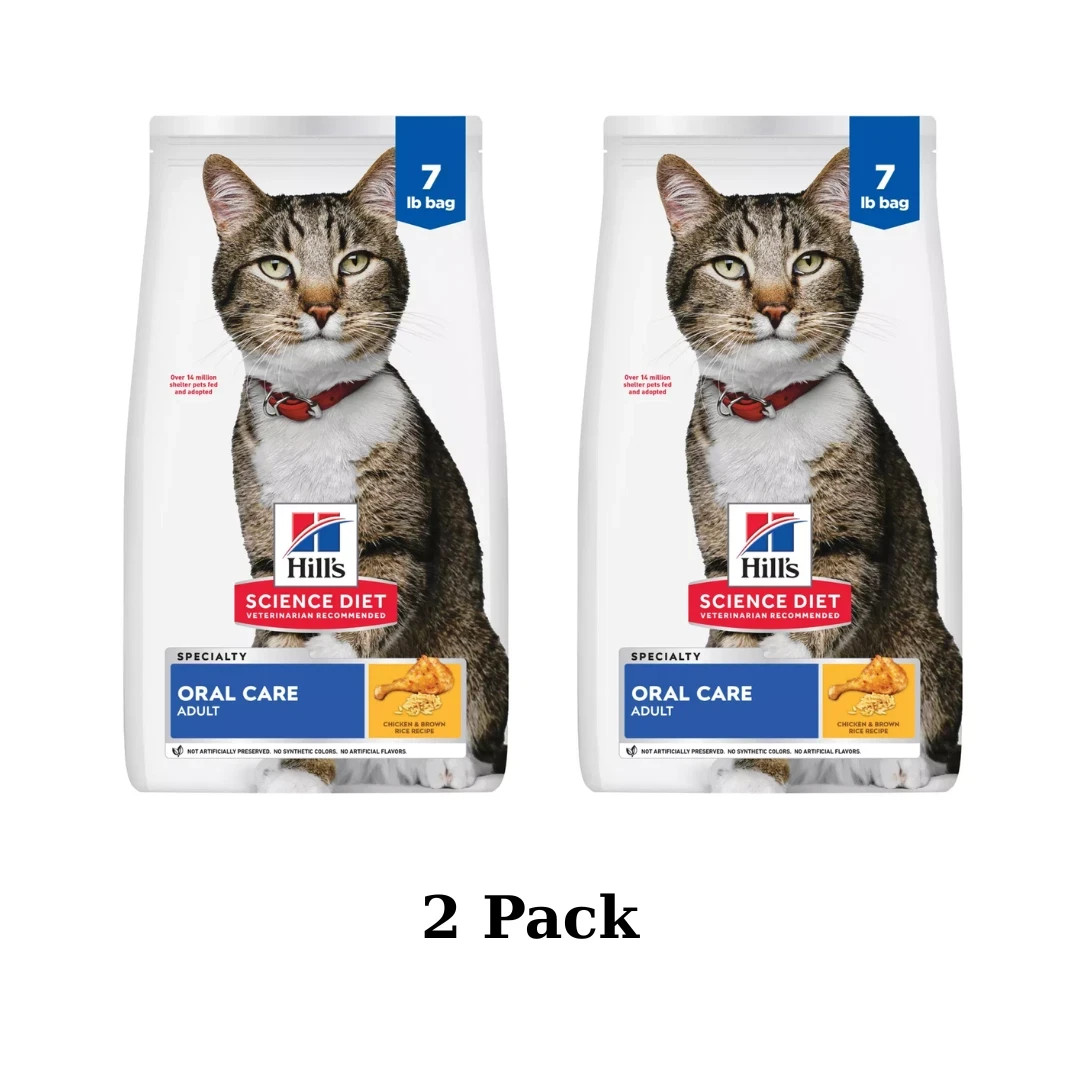 Hill’s Science Diet Adult Oral Care Chicken Recipe Dry Cat Food, 7-lb bag,2 pack