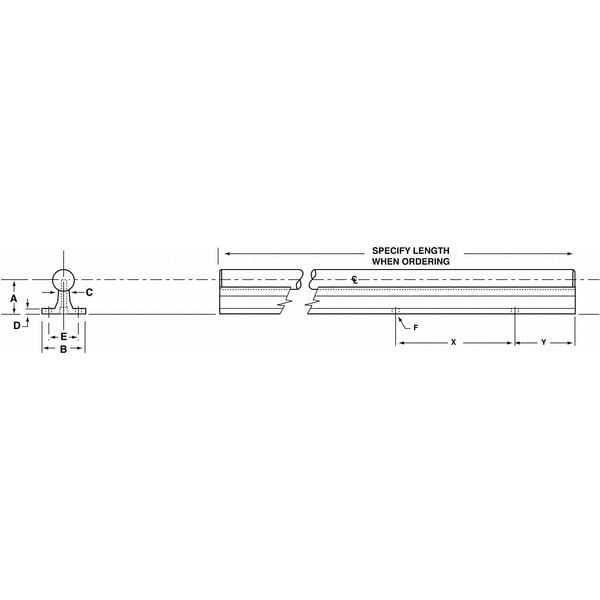 Thomson Sr16-Pd Support Rail, Aluminum, 24In L, 2.25In H