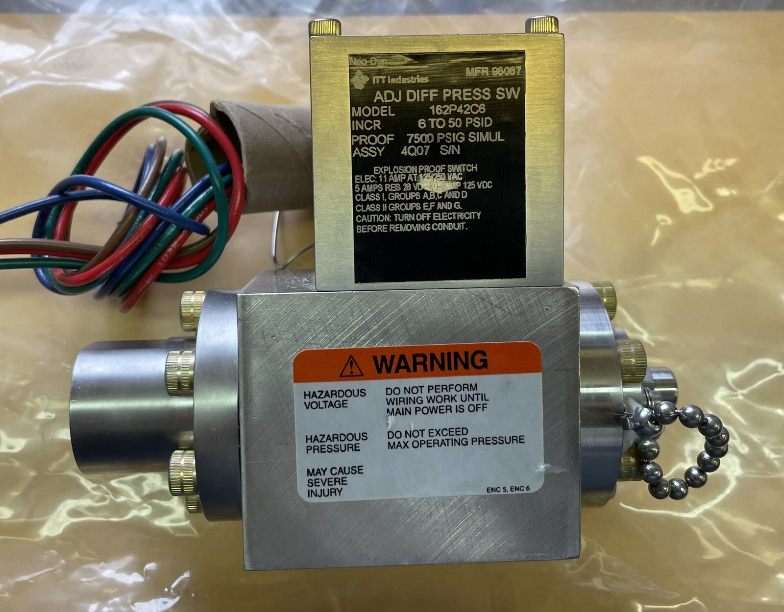 ITT NEO-DYN ADJUST DIFFERENTIAL PROOF SWITCH 162P42C6 6-50 psi 125/250VDC