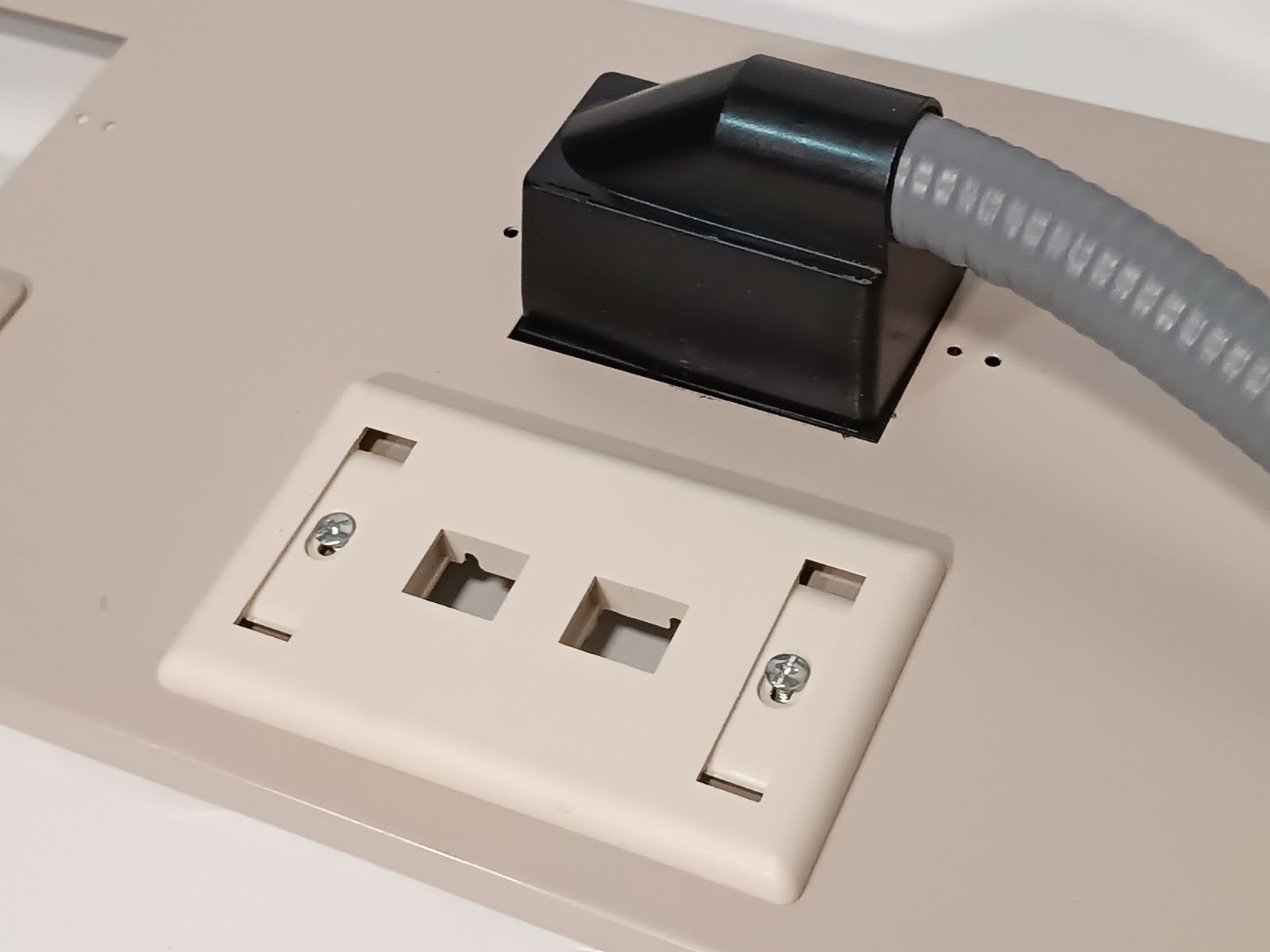 Lot of 2: Office Furnishings System Panel Assys w/ 1-Gang Jack Plates, Conduits