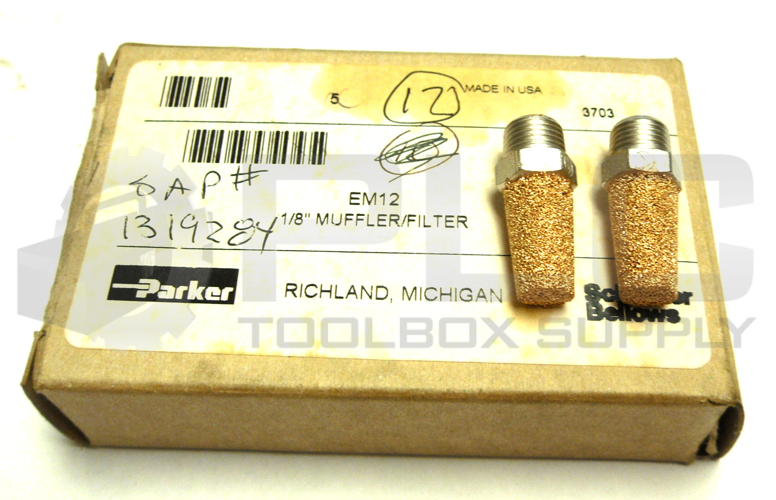 NEW LOT OF 2 PARKER EM12 1/8″ MUFFLER/FILTER