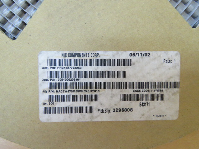NIC COMPONENTS NACEW470M35V6.3X6.3TR13 Qty of 200 per Lot CAPACITOR, ALUMINUM E