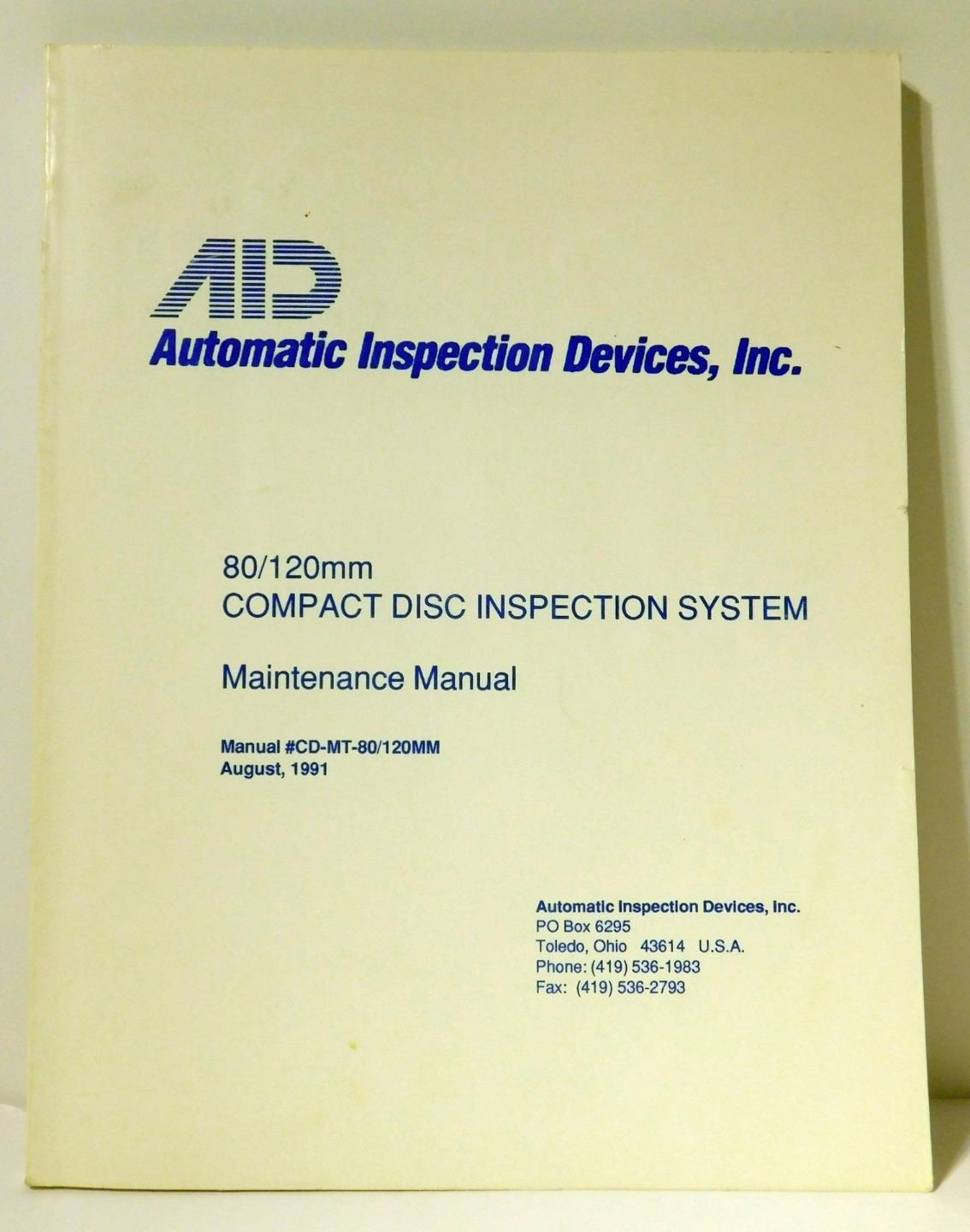 AID 80/120mm Compact Disc Inspection System Maintenance Manual CD-MT-80/120mm