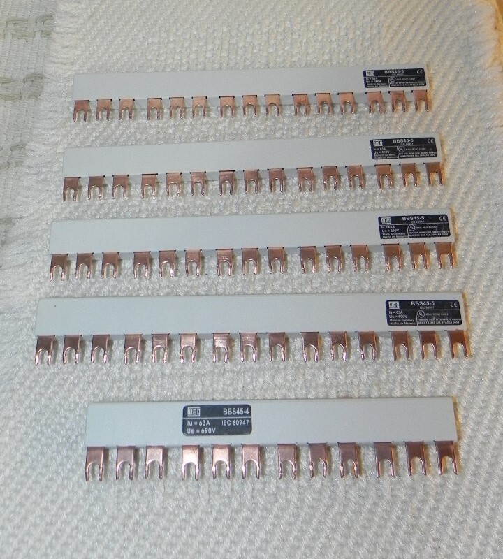 4) WEG BBS45-5, 1) BBS45-4 Distribution Bus Bar System WEG Mpw25 Motor Protector