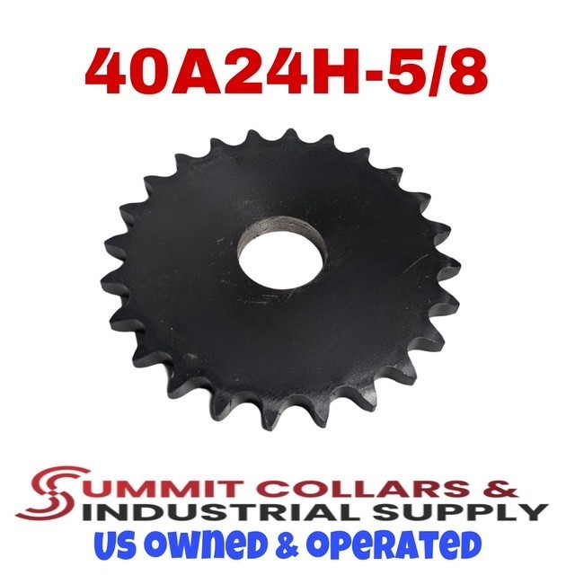 40A24H Type A Plate Sprocket for #40 Roller Chain – 24 Tooth – 5/8″ Stock Bore*