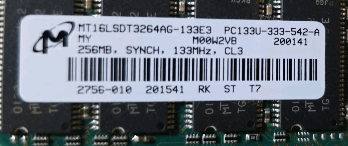 Micron MT16LSDT3264AG-133C2 Memory Board 256MB PC133