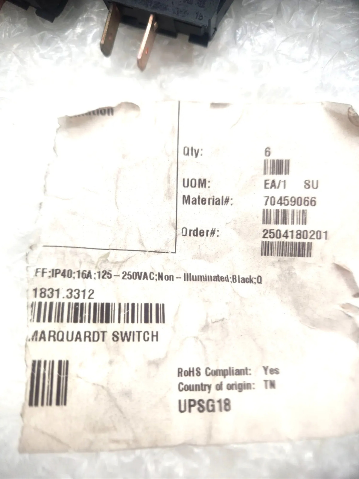 MARQUARDT 1831.3312 ROCKER SWITCH