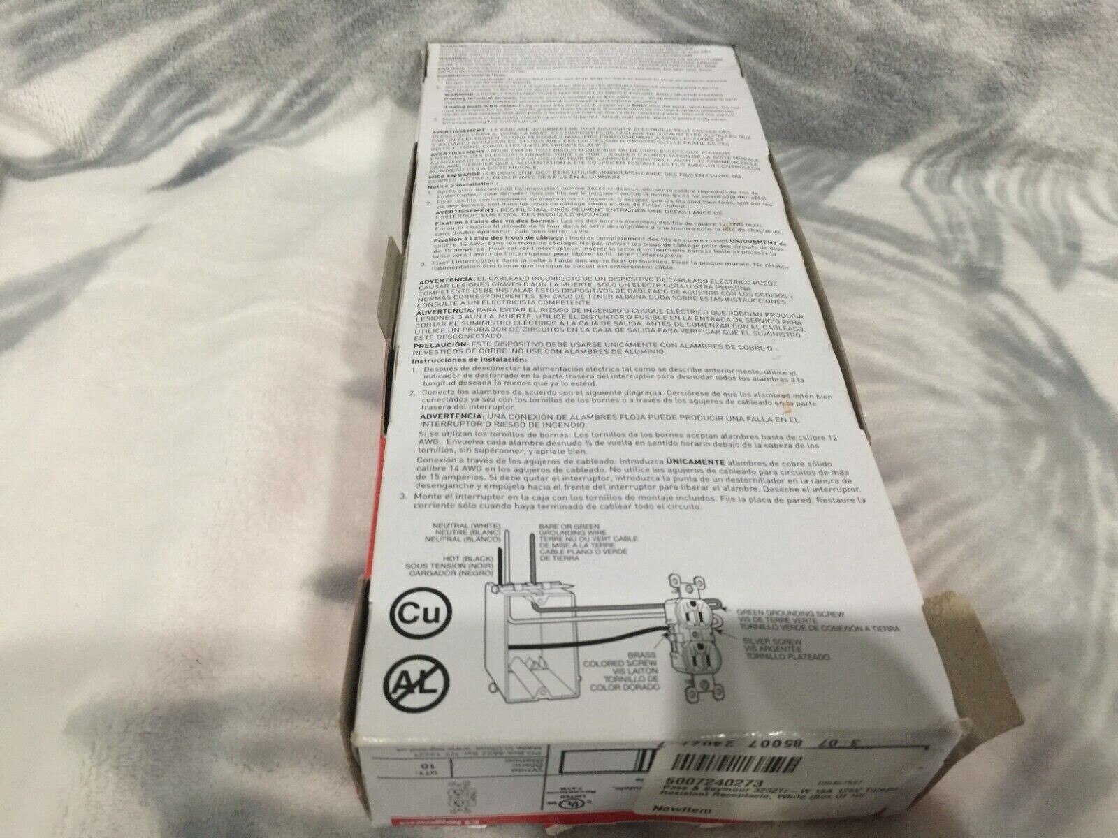 Pass & Seymour 3232Tr-W 15A 125V Tamper Resistant Receptacle White Box Of 10 new