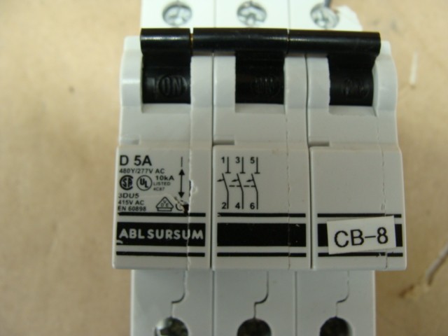 LOT OF 2 ABL SURSUM CIRCUIT BREAKERS D5A 3 POLE 5A 480Y/277VAC 10kA