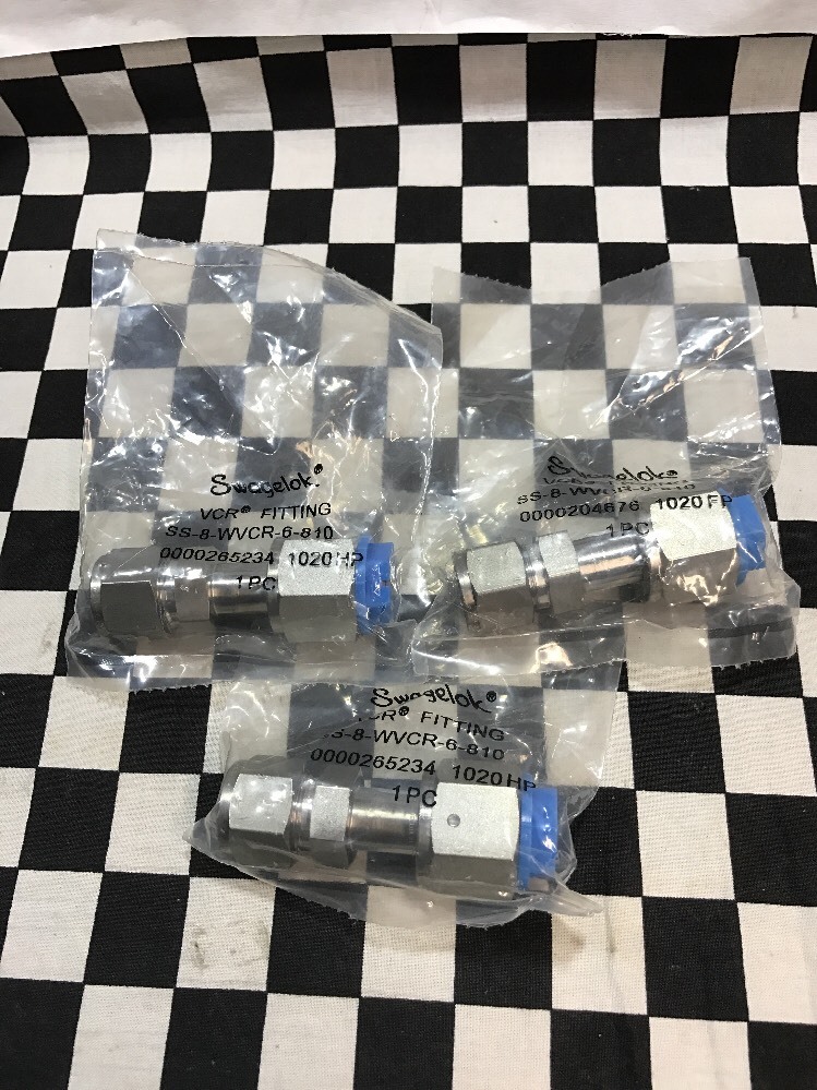 LOT OF 3, SWAGELOK VCR Face 1/2″ FVCR x 1/2″ TUBE, SS-8-WVCR-6-810, #1370V