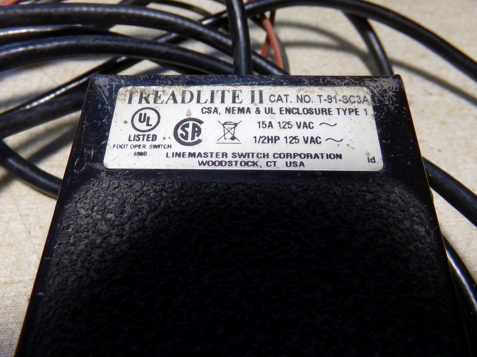 Linemaster Switch Tradeline II T-91-SC3A Footswitch Enclosure Type 1