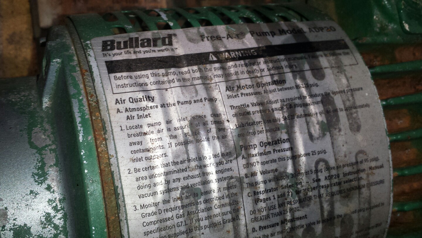 Bullard ADP 20 Sandblast Respiratory Confined Space Ambient Free air 4-6 person