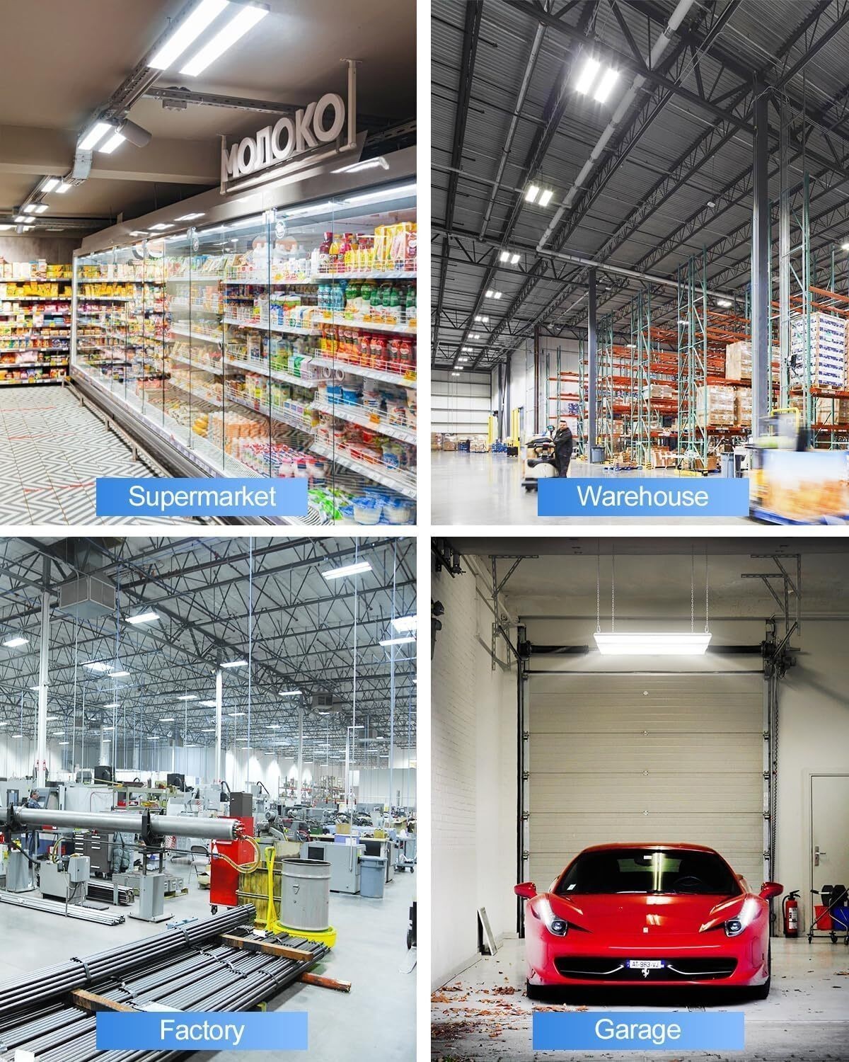 300W LED Linear High Bay Light Warehouse Garage Shop Fixture 4.5K/5K/5.7K CCT