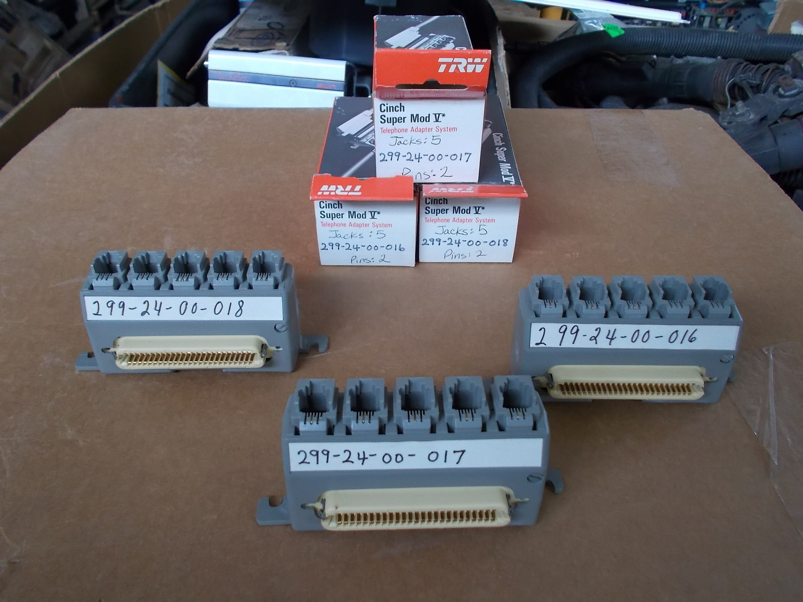 TRW Cinch Super Mod V Telephone Adapter 2-Pin 5-Jacks, Lot of 3
