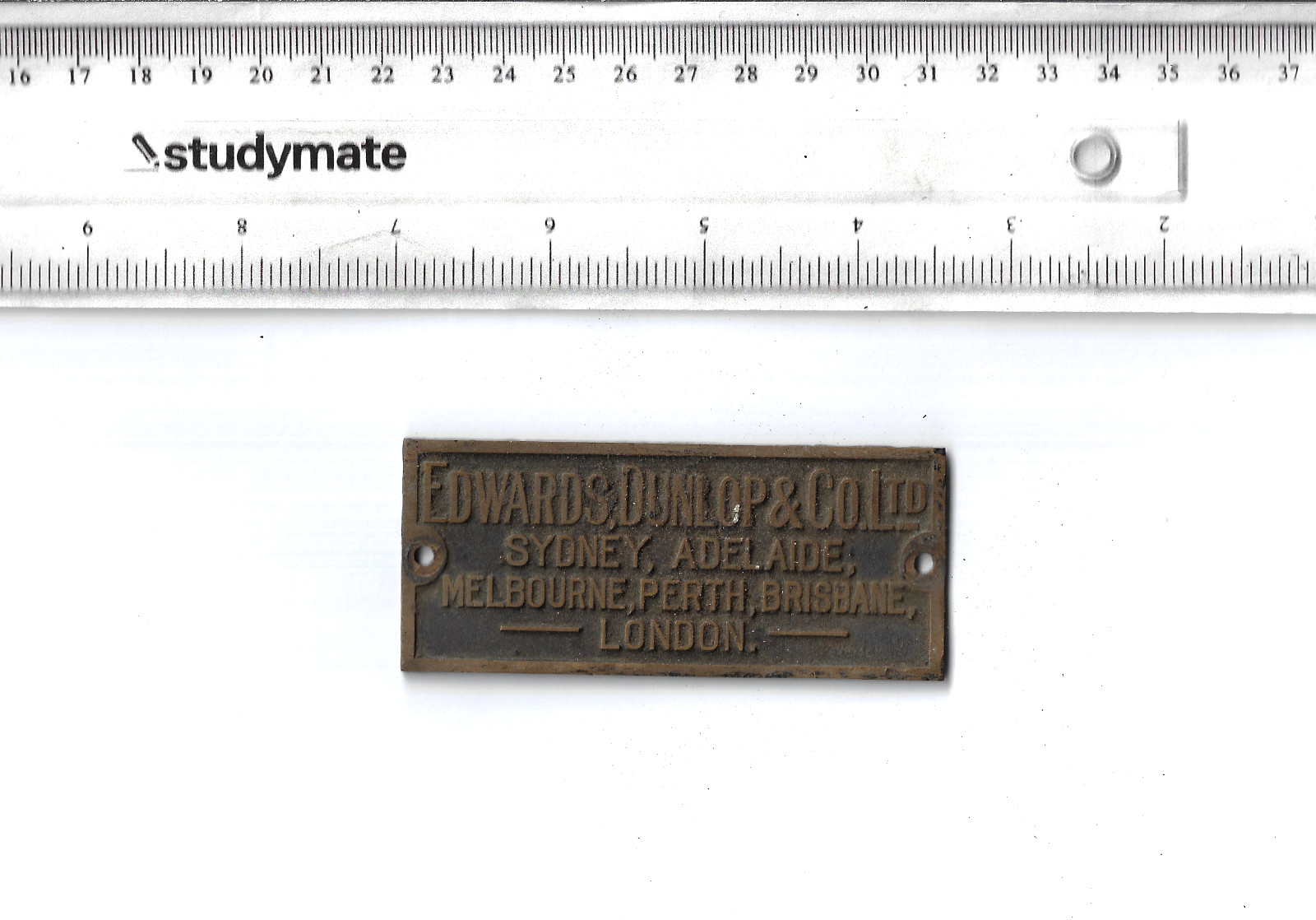 VINTAGE ENGINE/MACHINE NAMEPLATE EDWARDS,DUNLOP & CO. LTD