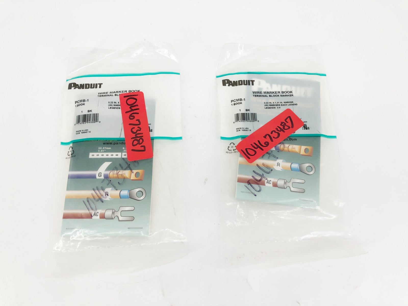 Lot of 2 New Panduit PCMB-1 Terminal Block Marker Legends 0-9 45 Markers Each