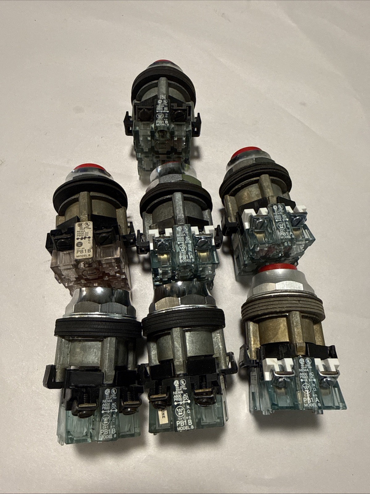 Lot of 7 Westinghouse C950303 Pushbutton Operators PB1A PB1B Flush & Extended