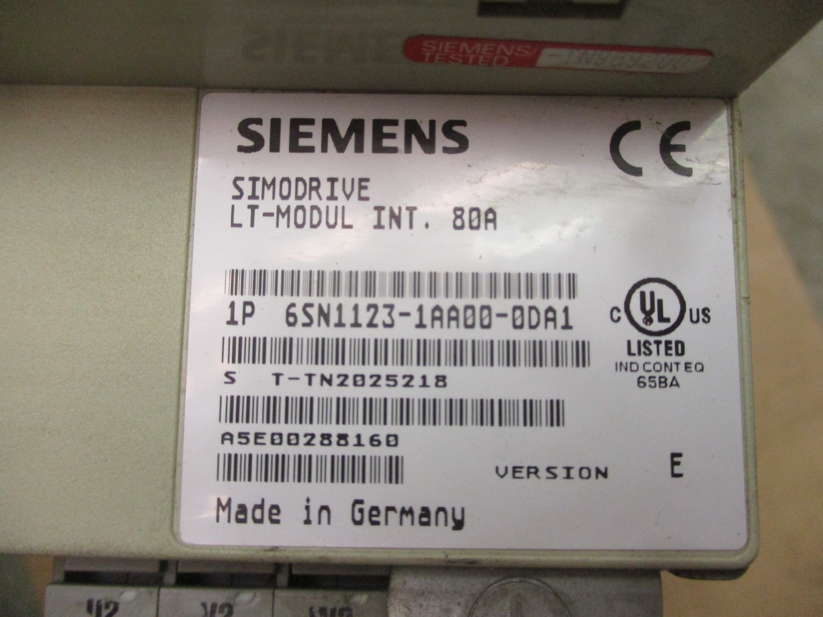 Siemens 6SN1123-1AA00-0DA1 Simodrive LT-MODULE INT.80A Version E 52877HM