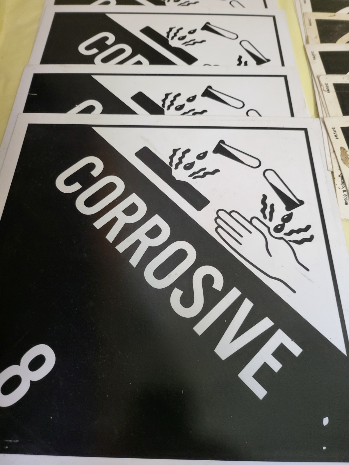 13 Hazardous Material WORDED Placard Class 8 Corrosive NMC BRADY LabelMaster P