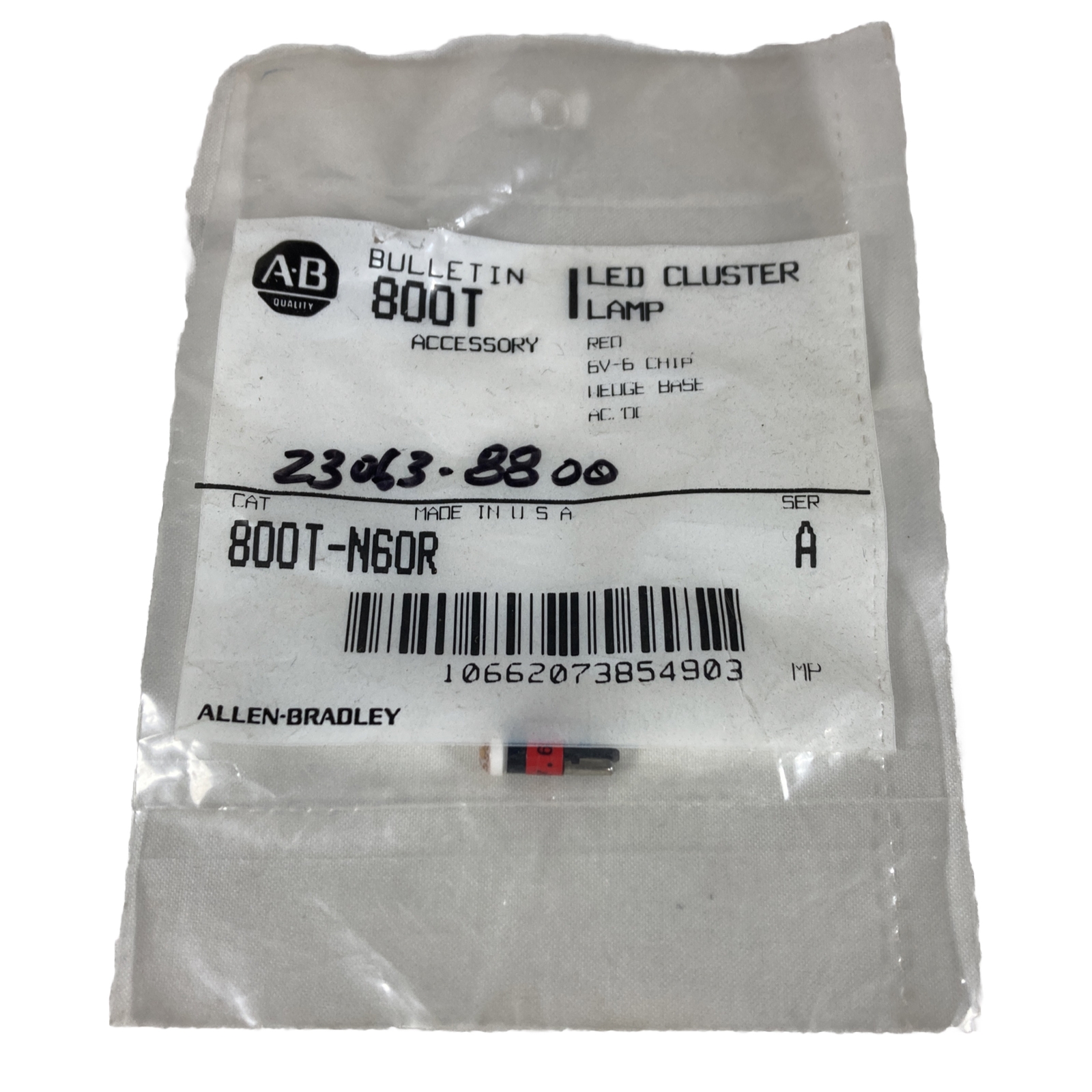 Allen-Bradley 800T-N60R Red LED Cluster Lamp Series A – New