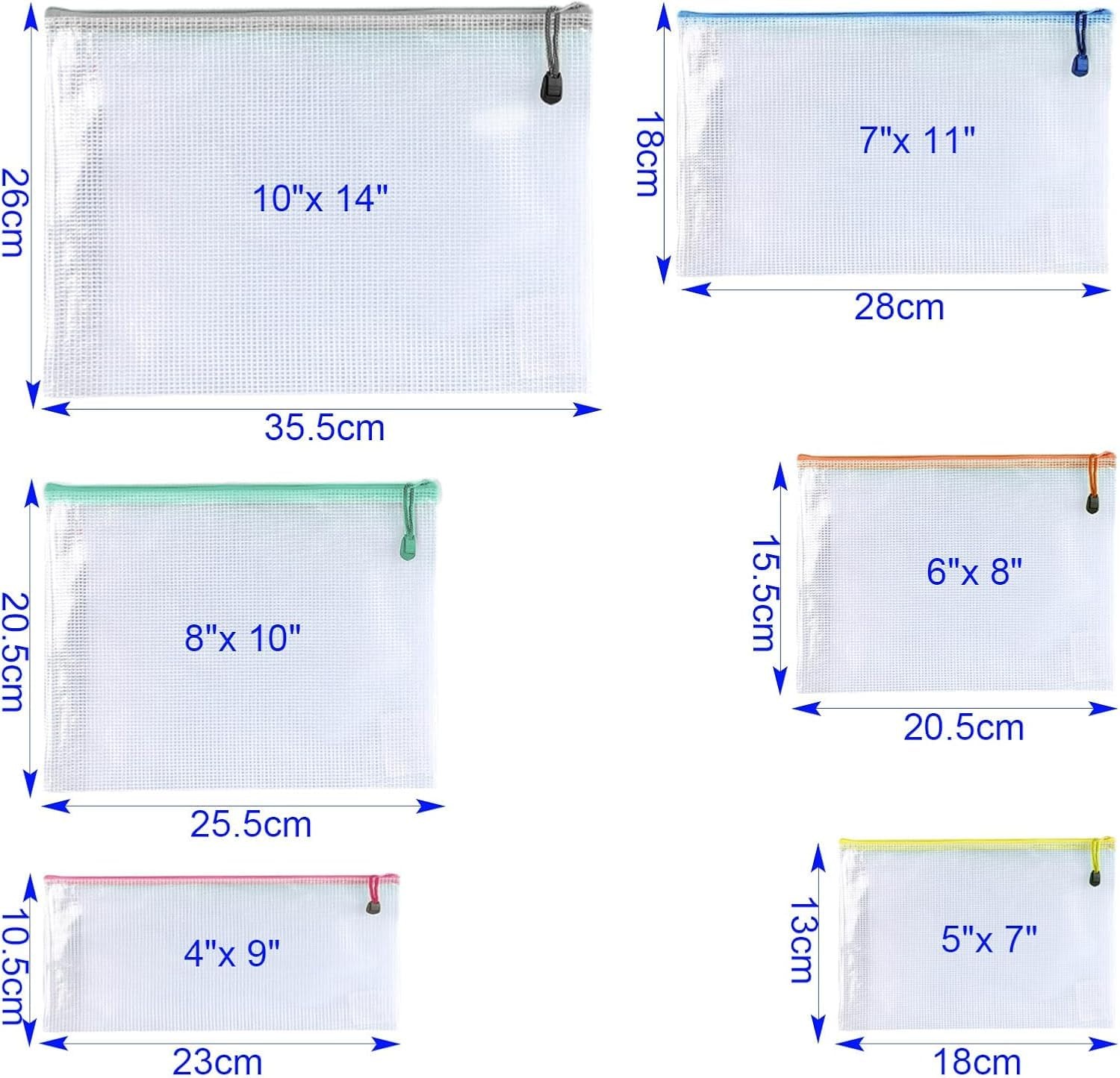 Niziting-11 x 14″ inch 20 Pcs,Plastic Mesh Zipper Pouch 11″x 14″, Black