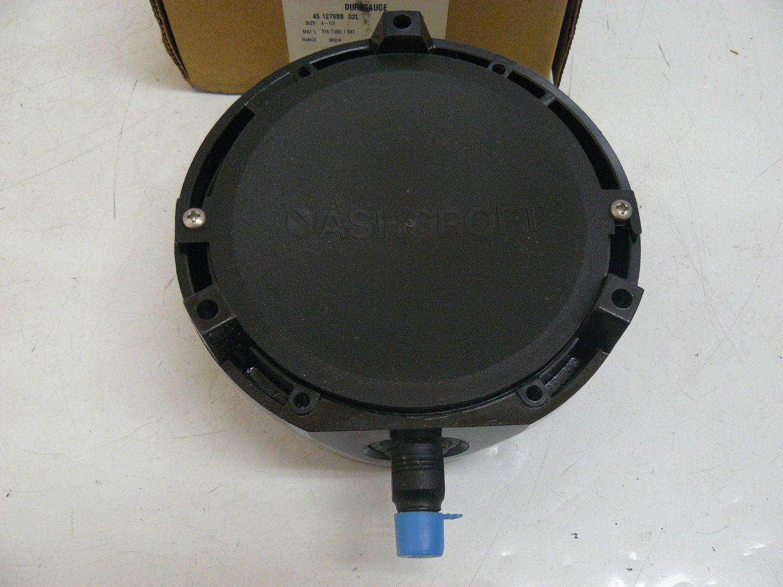 NEW ASHCROFT 45 1279 SS 02L DURAGAUGE 0-3000 PSI SIZE 4 1/2″ DIAL