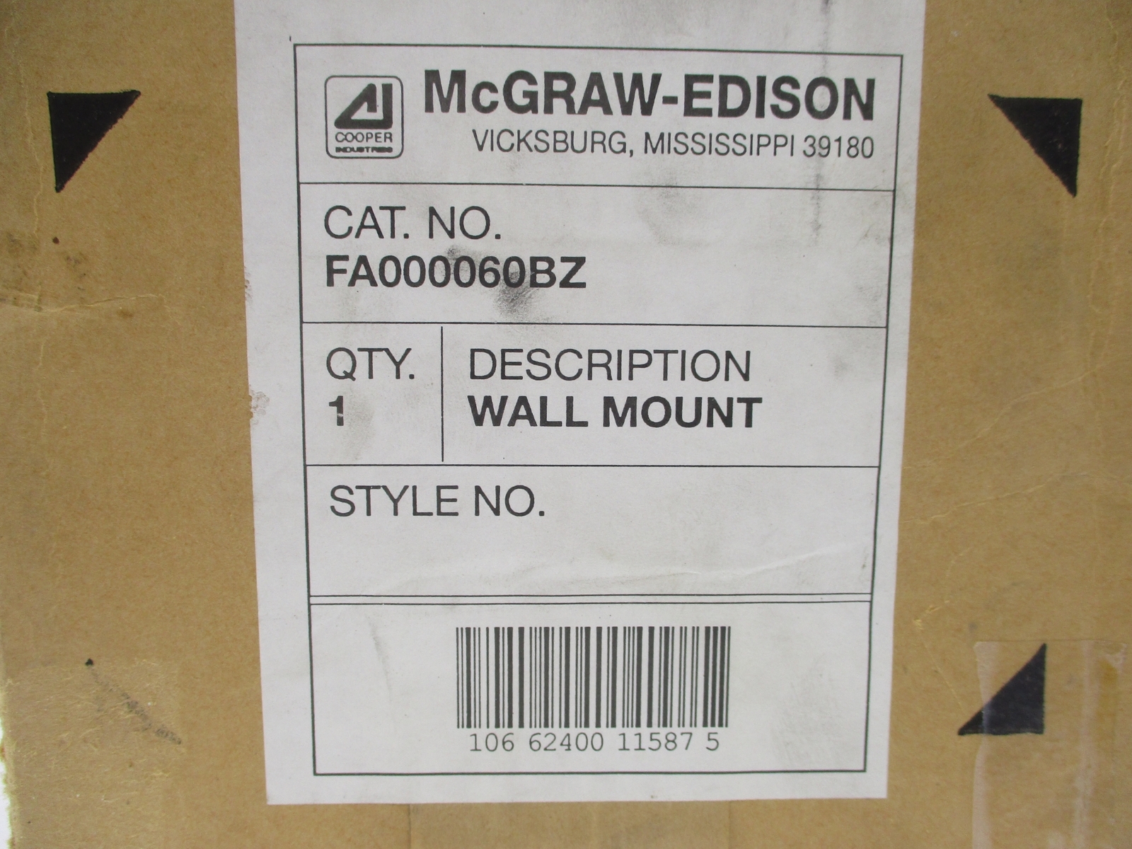 MCGRAW EDISON FA000060BZ NSMP