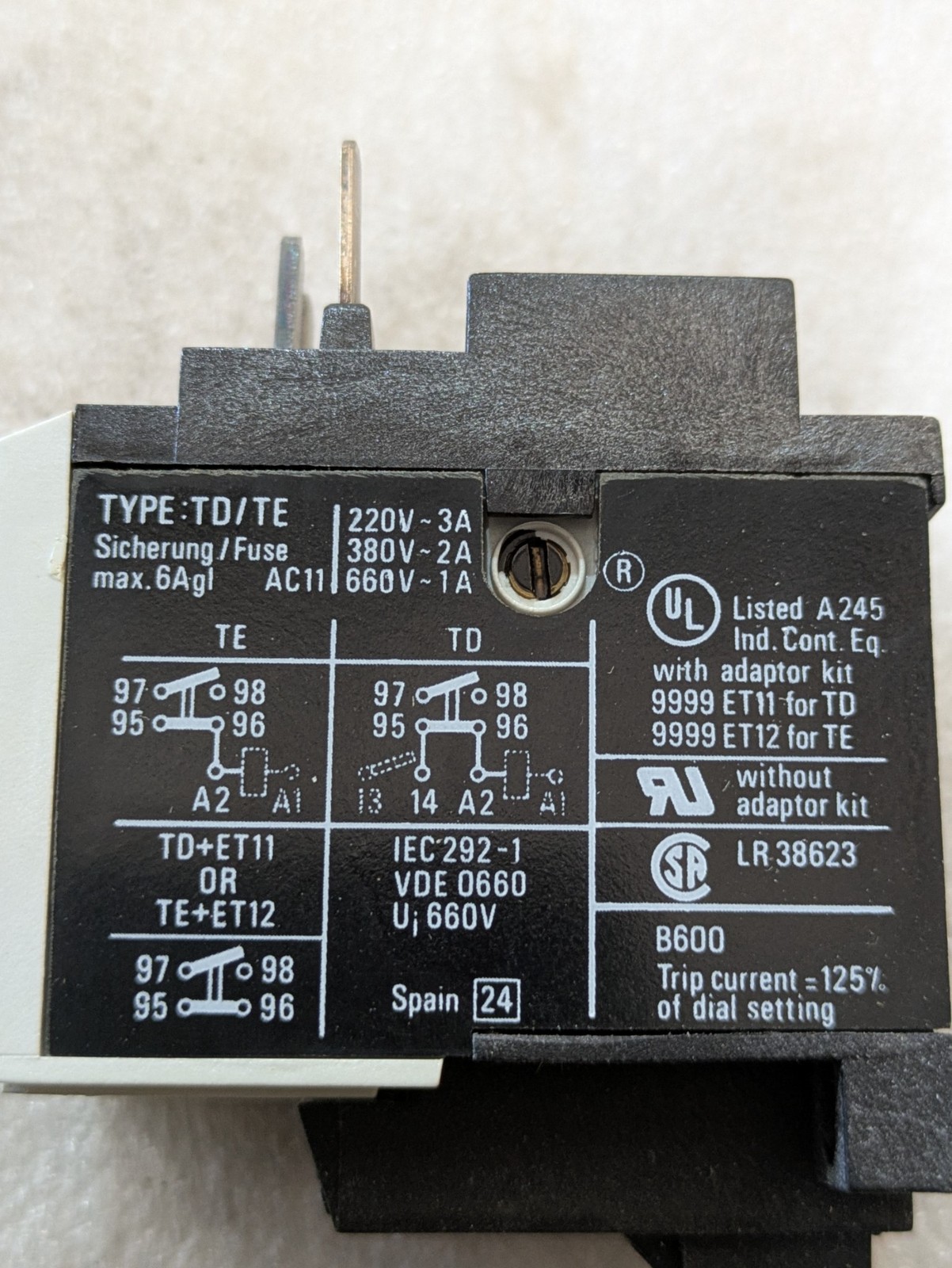 Square D 9065-TE11.5 Thermal Overload Relay 1-3A 220-660V Motor Starter OEM