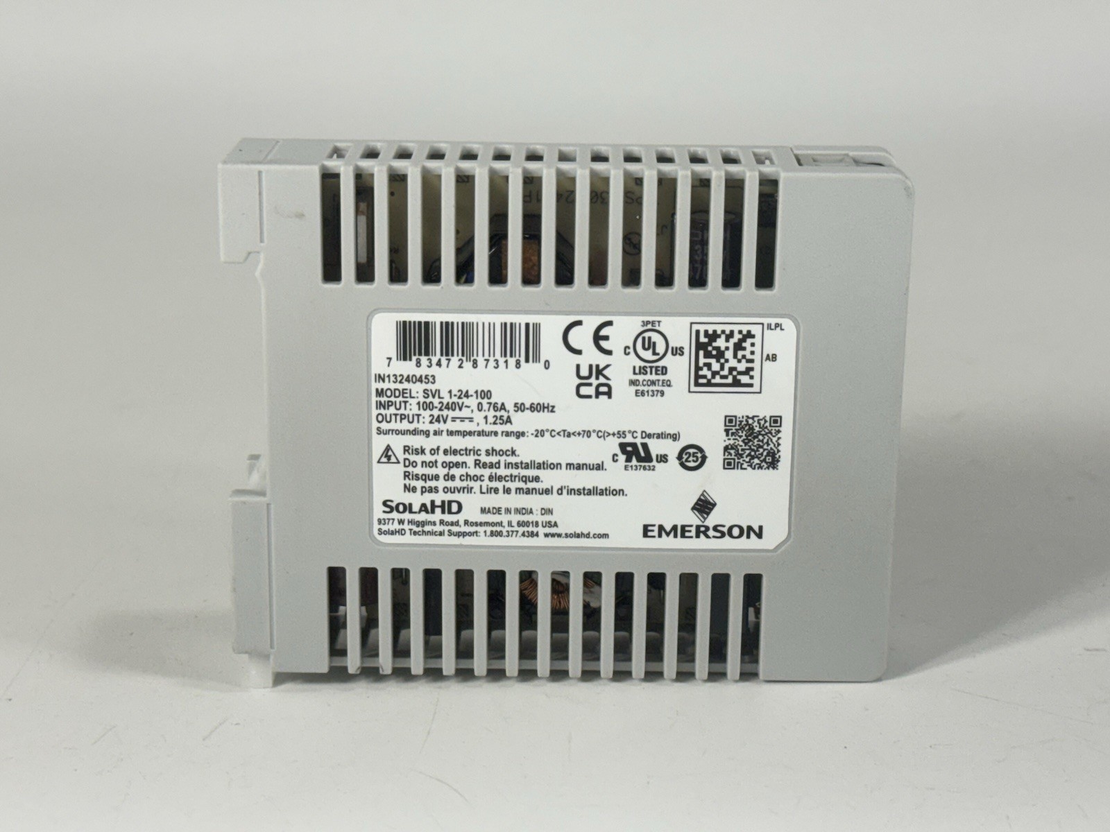 Emerson Sola HD SVL 1-24-100 Power Supply – 24V 1.25A NEC Class 2