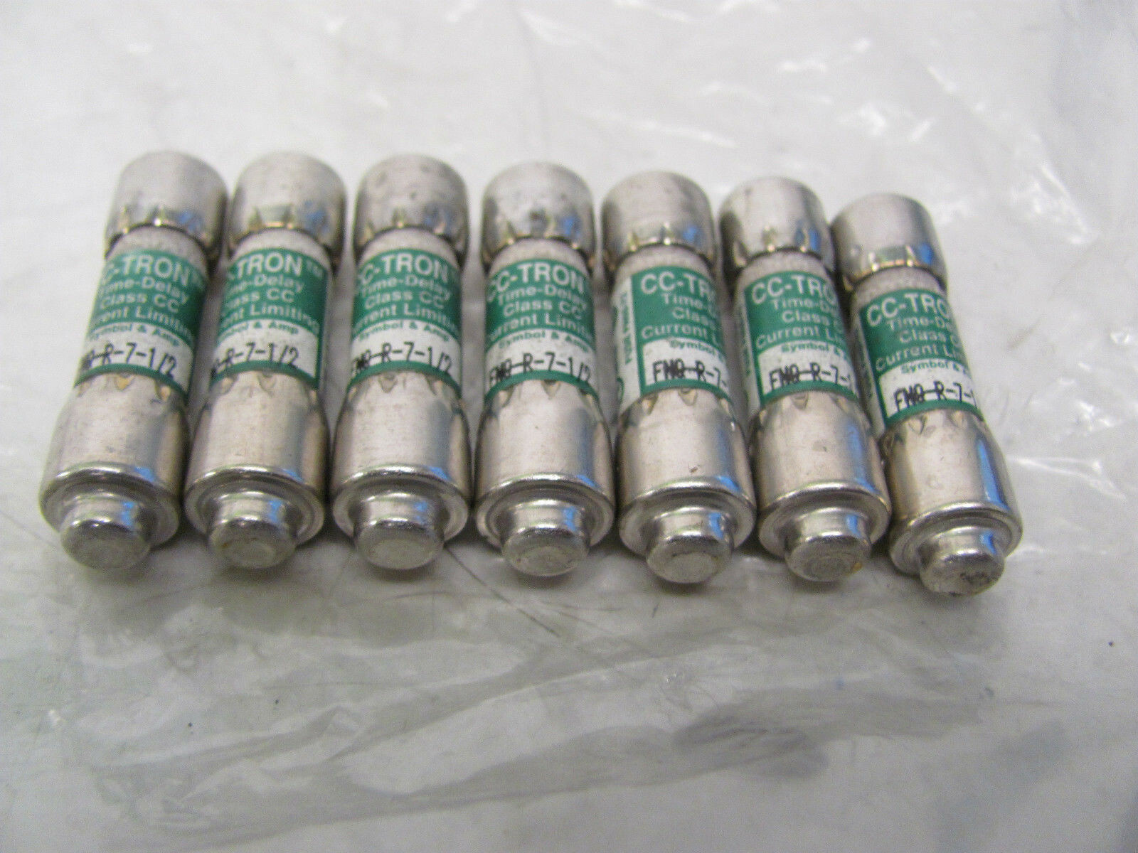 LOT OF 6 CC-TRON TIME DELAY FUSES FNQ-R-7-1/2 600VAC 7-1/2A