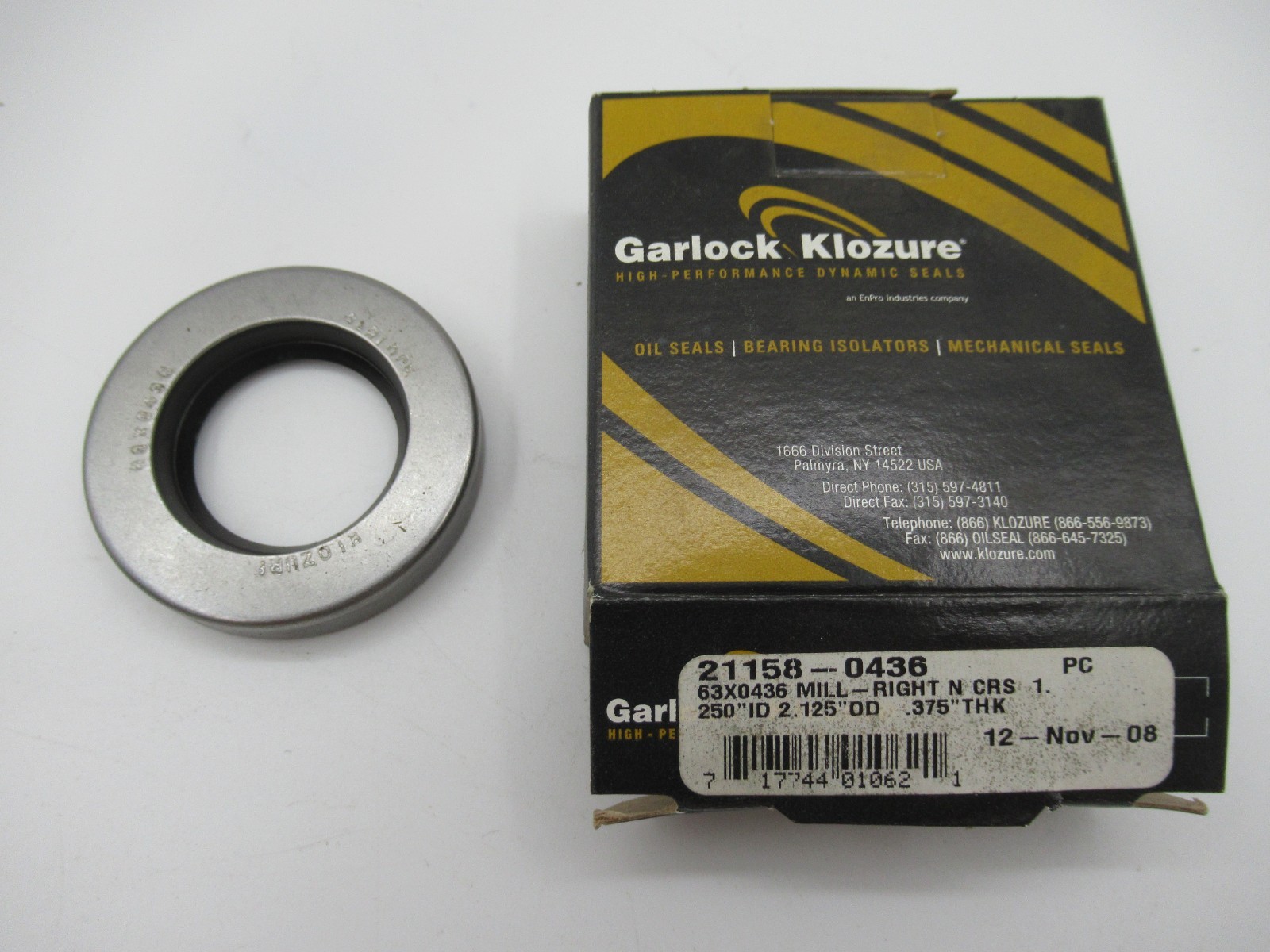 GARLOCK KLOZURE OIL SEAL 63 X 0436 21158-0436 1.250 X 2.125 X 0.375
