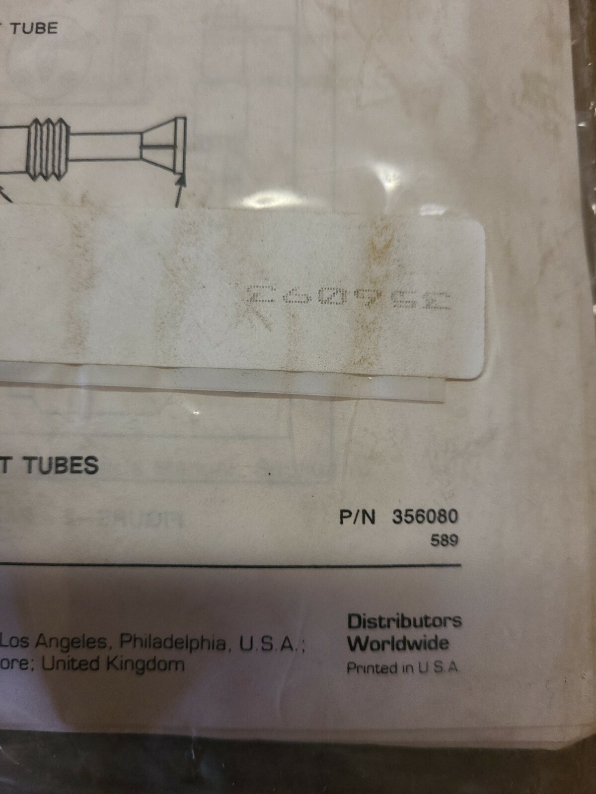 NEW VideoJET SP 356093 Excel Series Ink Cylinder Output Tube Assembly..NOS..
