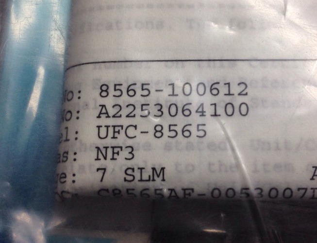 Unit Instruments 8560, UFC-8565, Gas NF3, 7 SLM, 8565-100612, A2253064100 #1375W