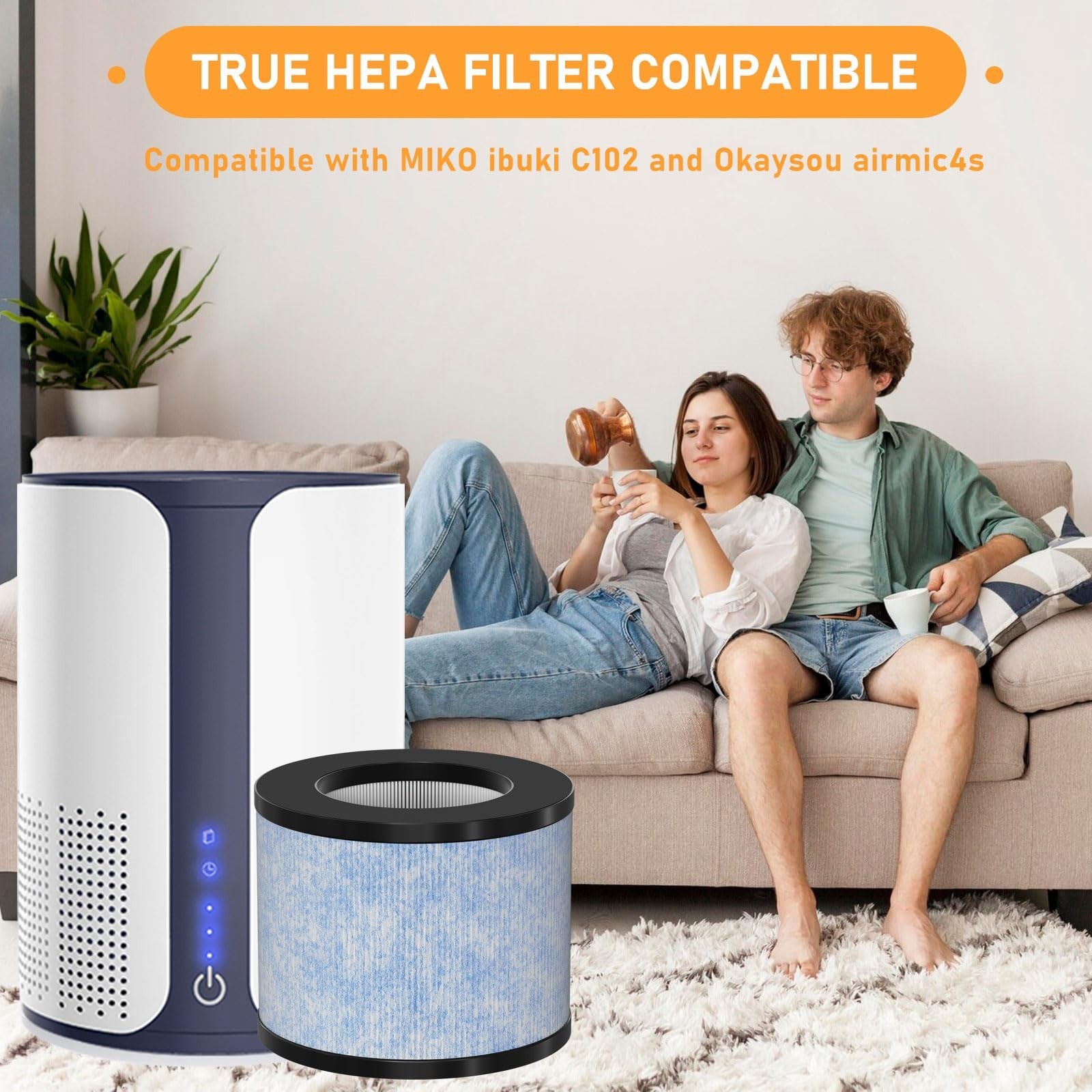 C102 MA-01CW True HEPA Replacement Filter Compatible with Miko Ibuki C102 Air…